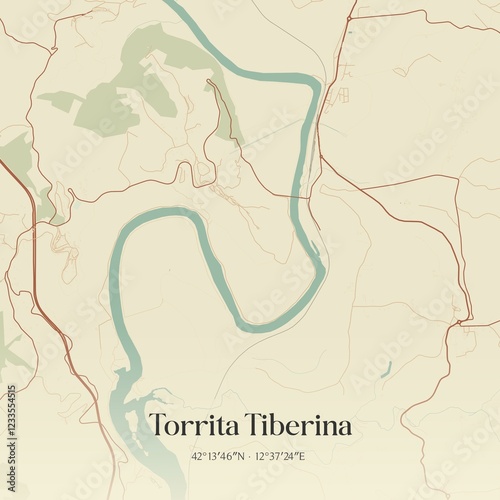 Vintage map of Torrita Tiberina, Italy. photo