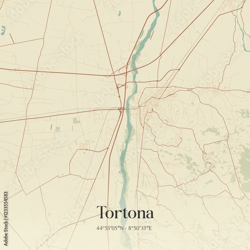 Vintage map of Tortona, Italy.