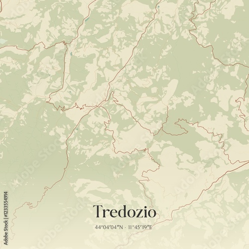 Vintage map of Tredozio, Italy.