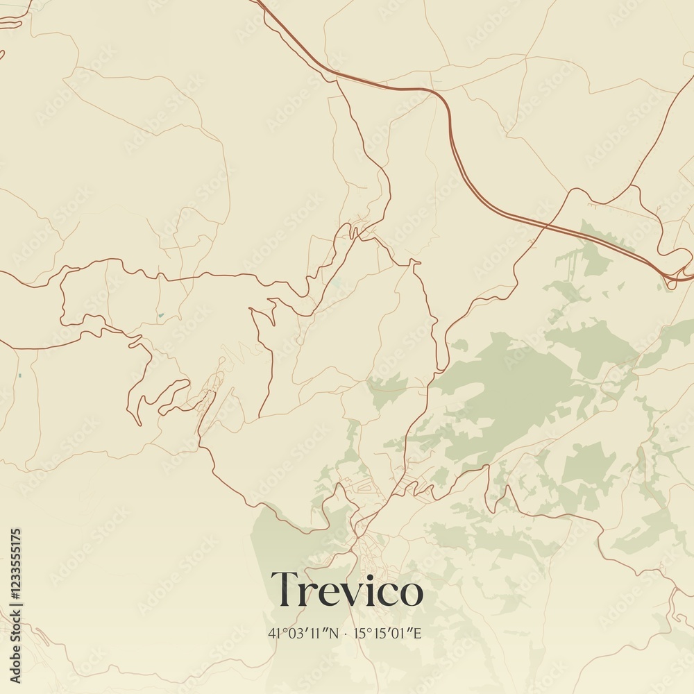 Obraz premium Vintage map of Trevico, Italy.