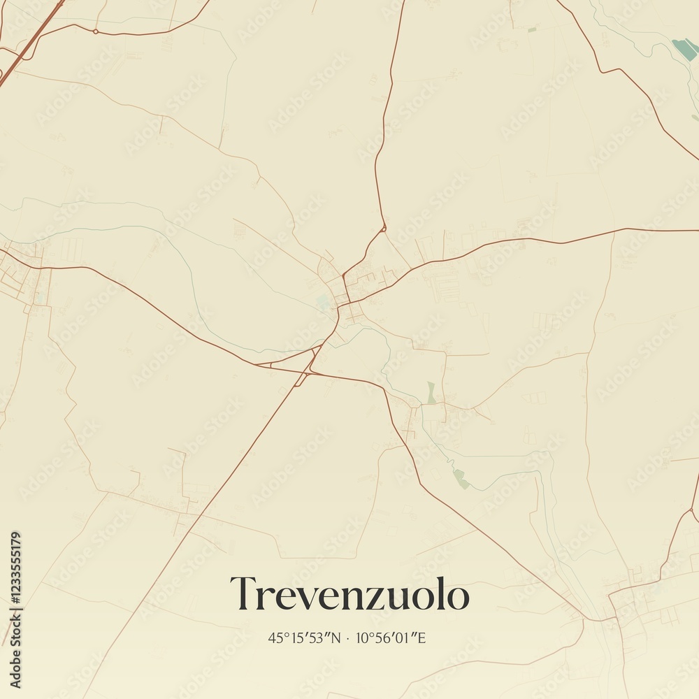 Fototapeta premium Vintage map of Trevenzuolo, Italy.