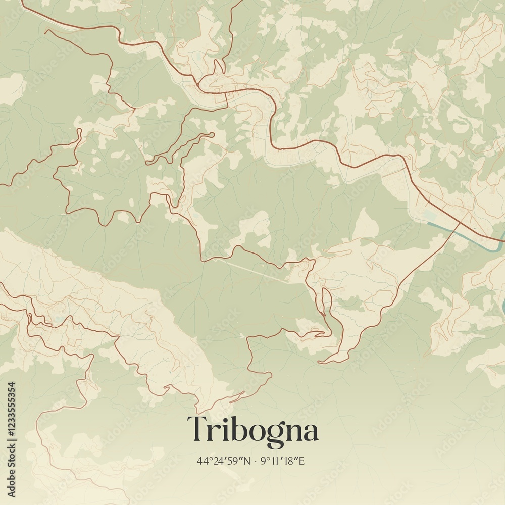 Obraz premium Vintage map of Tribogna, Italy.