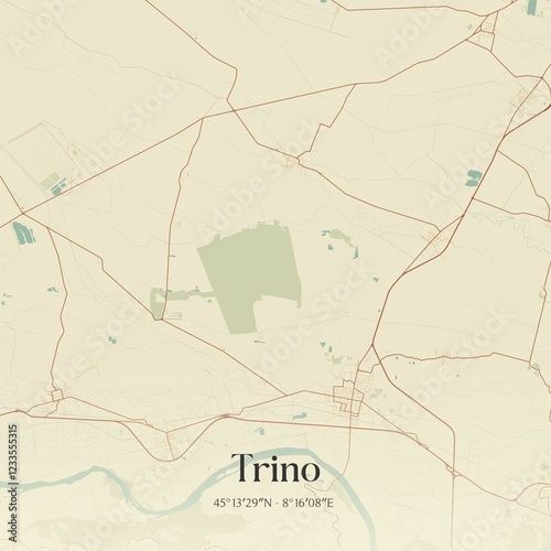 Tableau sur toile Vintage map of Trino, Italy.