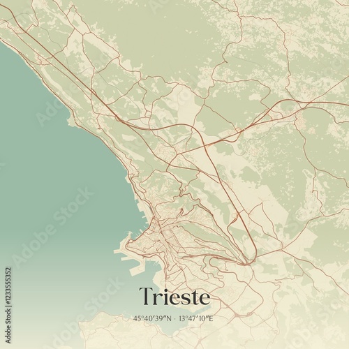 Vintage map of Trieste, Italy. photo