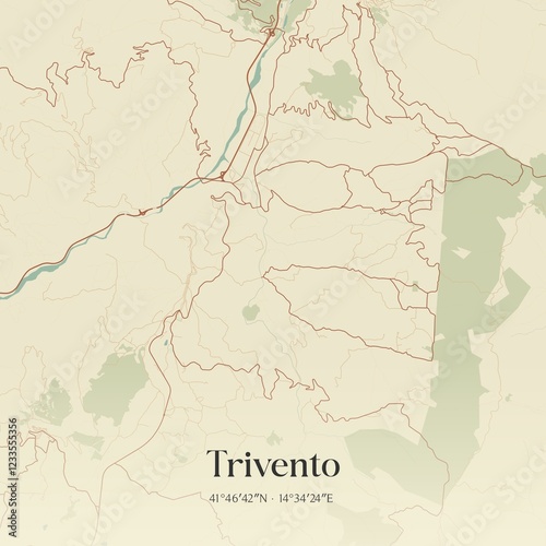 Vintage map of Trivento, Italy.