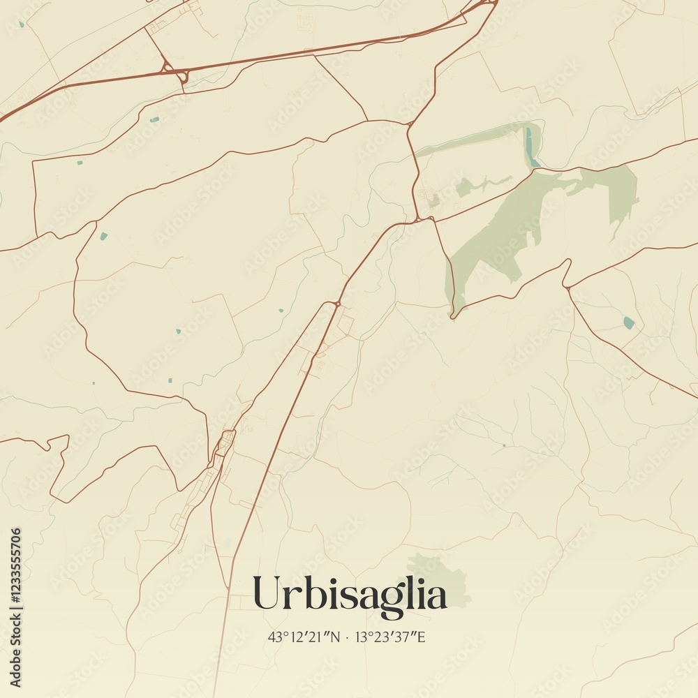 Fototapeta premium Vintage map of Urbisaglia, Italy.