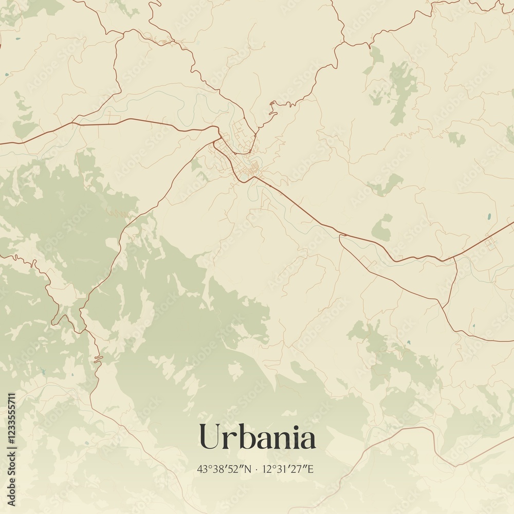 Obraz premium Vintage map of Urbania, Italy.