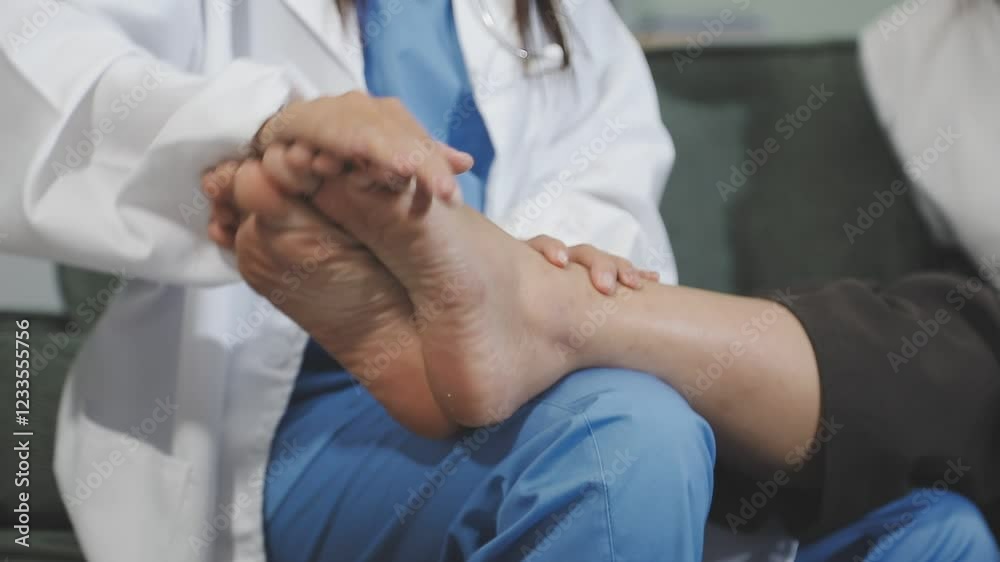 Doctor dermatologist examines the foot on the presence of athlete's foot Doctor dermatologist examines the foot on the presence of athlete's foot