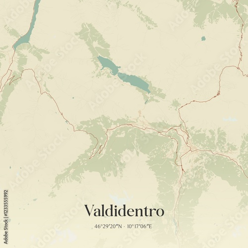 Vintage map of Valdidentro, Italy.
