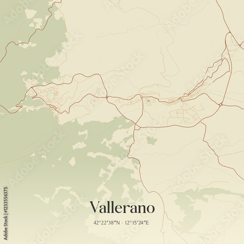Vintage map of Vallerano, Italy.