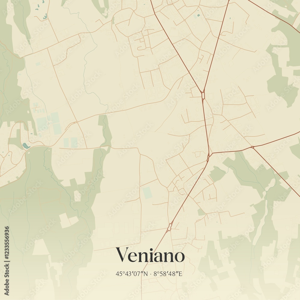 Obraz premium Vintage map of Veniano, Italy.