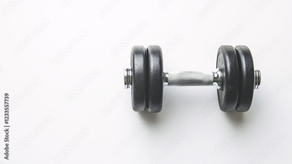 black and silver dumbbell on a white background black and silver dumbbell on a white background