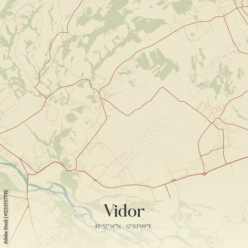 Tableau sur toile Vintage map of Vidor, Italy.