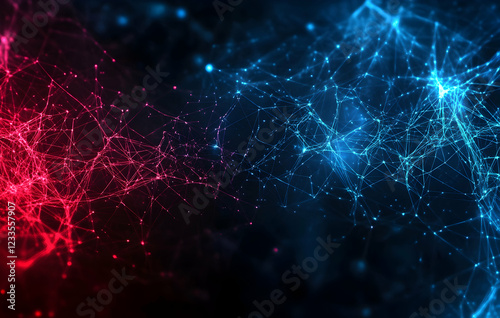 Abstract Network Visualization: Red and Blue Nodes