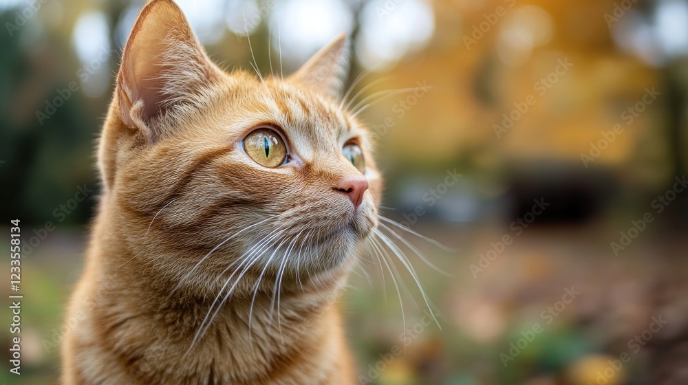 Orange Tabby Cat in Autumnal Setting