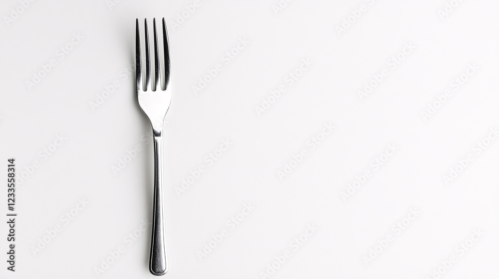 single silver fork on a white background minimalist food utensil dining table setting single silver fork on a white background minimalist food utensil dining table setting