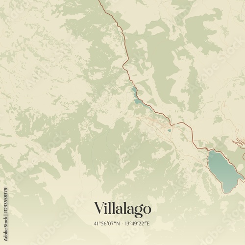 Vintage map of Villalago, Italy. photo