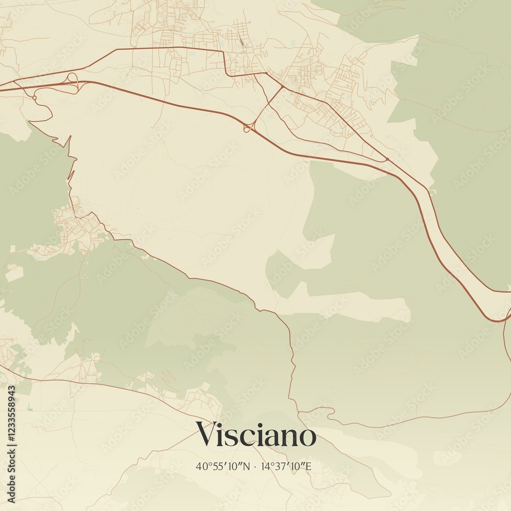Obraz premium Vintage map of Visciano, Italy.
