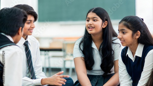 Indian Students in Classroom Discussion photo