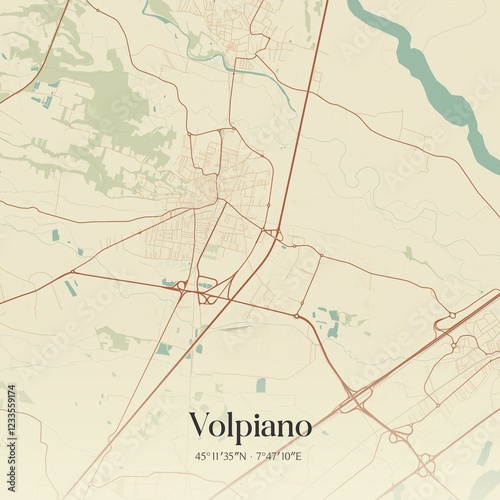 Vintage map of Volpiano, Italy. photo