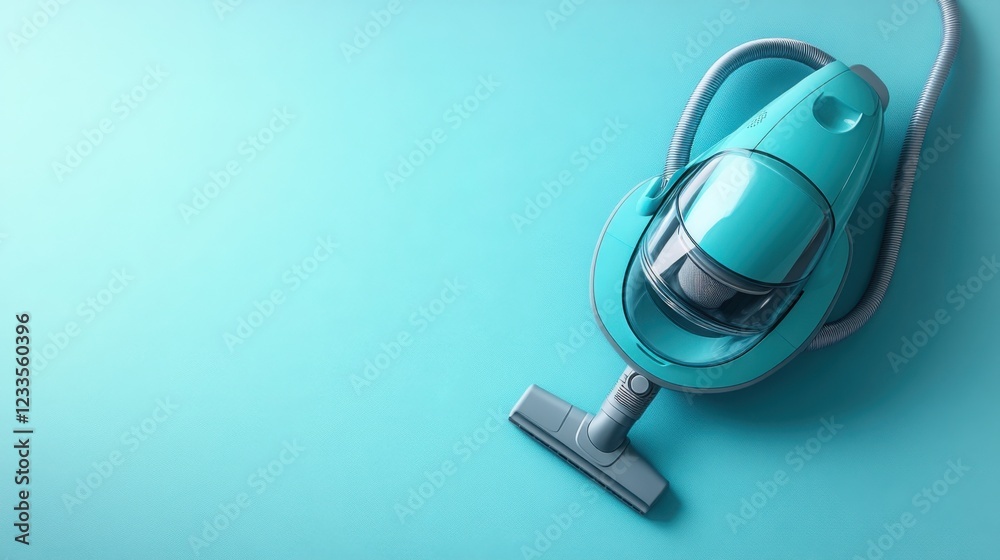 Teal Modern Cordless Vacuum Cleaner on Turquoise Background Cleaning Concept Teal Modern Cordless Vacuum Cleaner on Turquoise Background Cleaning Concept