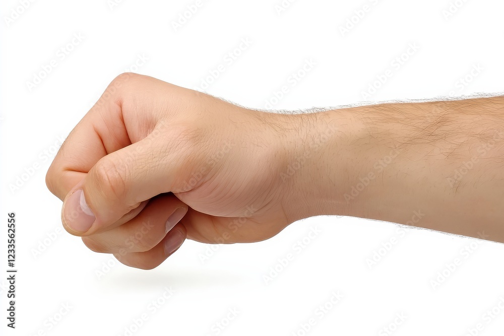 Isolated male hand clearly presenting an item on a white surface. Isolated male hand clearly presenting an item on a white surface.