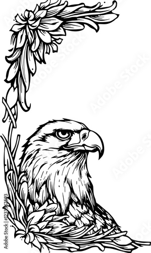 Eagle corner border drawing