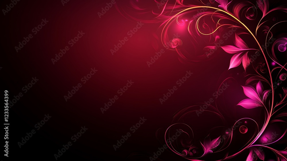 Abstract Crimson Floral Design With Swirling Vines Abstract Crimson Floral Design With Swirling Vines