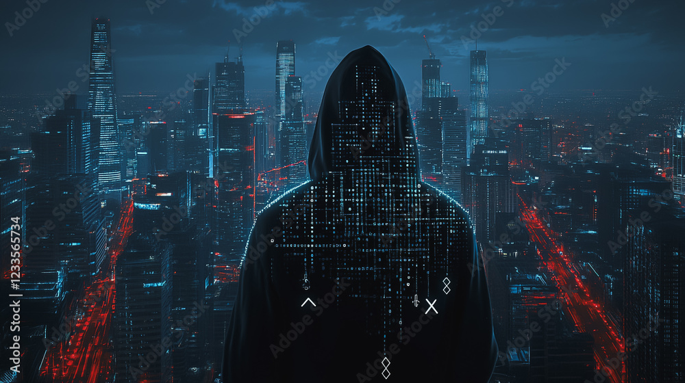Fototapeta premium Hacker are planning to hack and attack networks and cyber security , innovative Smart city and graphs with statistics to analyze business potential and predict future developments in company growth.