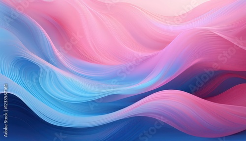 Vibrant Abstraction Soft Pink and Blue Waves Flow Across a Colorful Design, Blending Artistry and Serenity in an Engaging Wallpaper