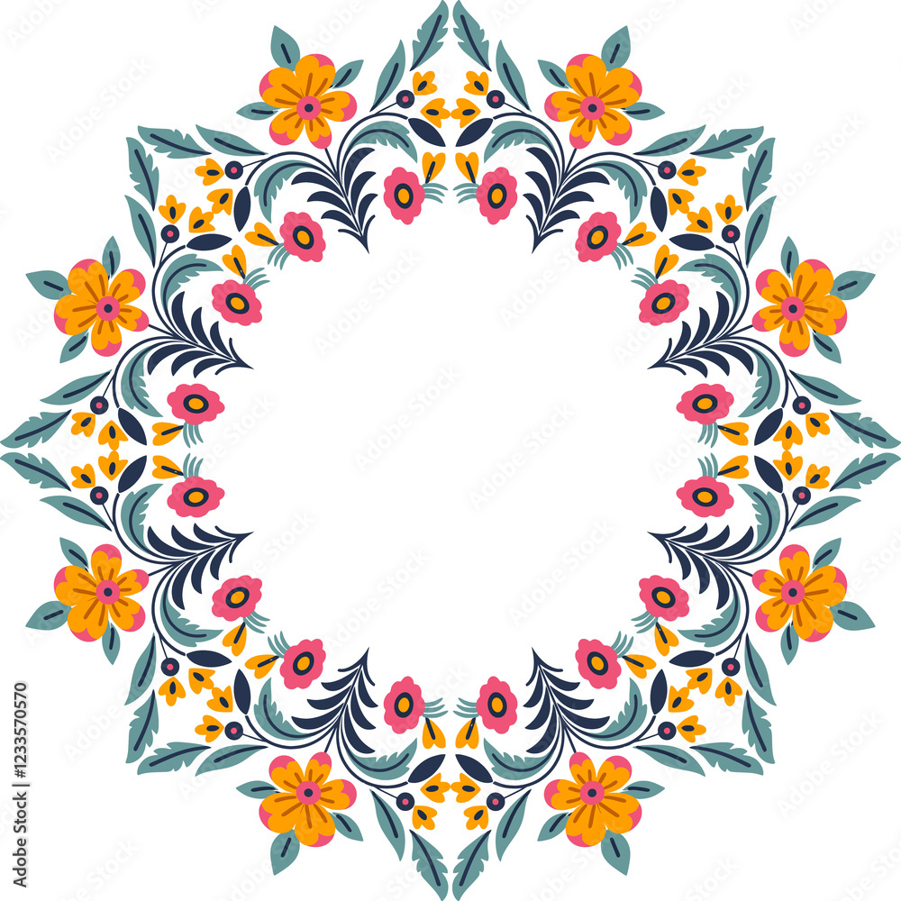 Obraz premium Traditional flower embroidery frame 