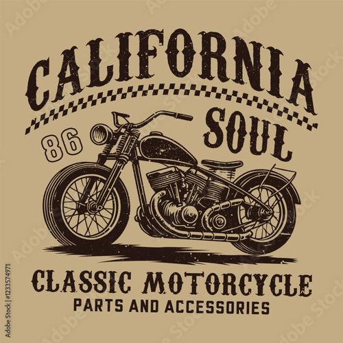Bikers club vintage badge with letterings and bobber motorbike in monochrome style t shirt vector illustration 