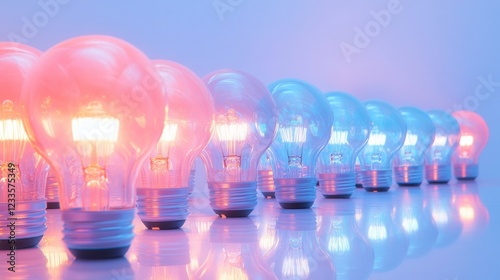 Colorful light bulbs in a creative arrangement. photo