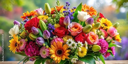 Wallpaper Mural Colorful mix of fresh flowers in a large bouquet arrangement Torontodigital.ca