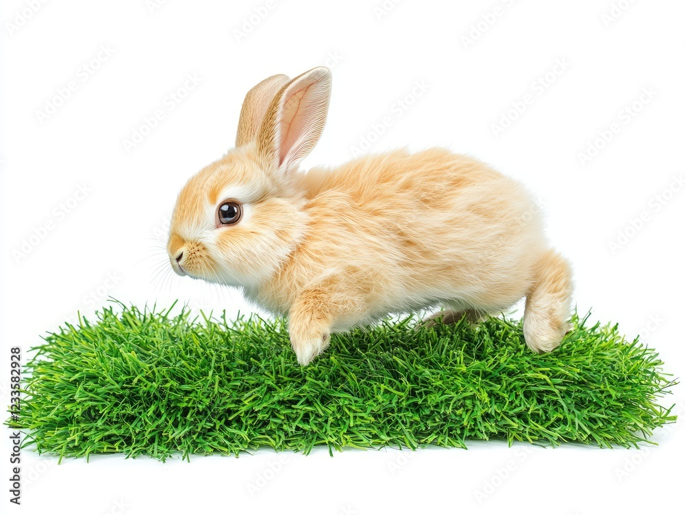 Energetic Rabbit Leaping Across Lush Green Grass in a Vibrant Outdoor Scene Energetic Rabbit Leaping Across Lush Green Grass in a Vibrant Outdoor Scene