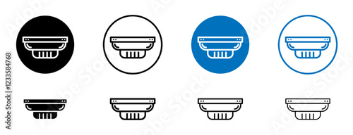 Smoke detector icons set in black and blue colors on white background