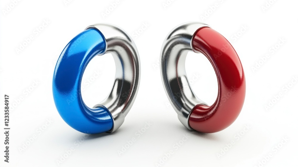 Fototapeta premium Magnetic forces opposite magnets attracting and repelling studio gigapixel hq scale isolated conceptual exploration