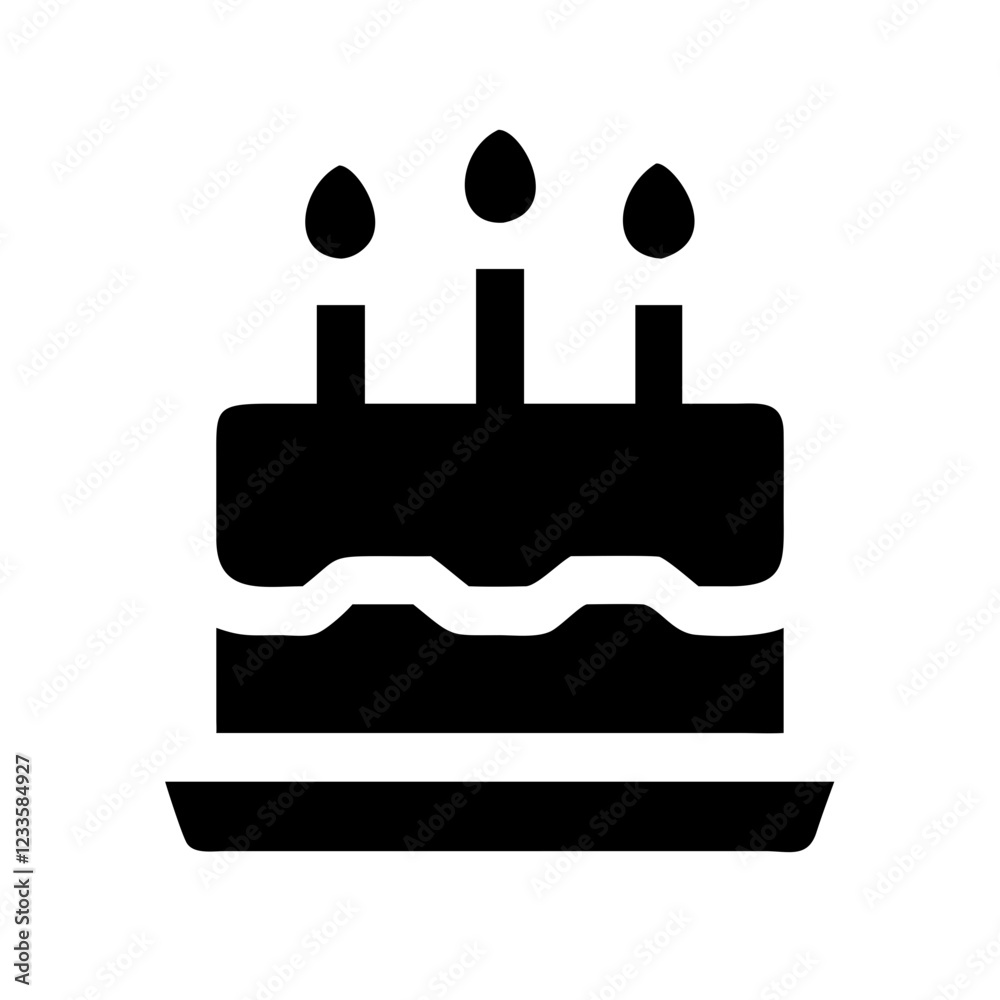 Birthday Cake Vector Icon – Celebration and Sweet Treat Symbol