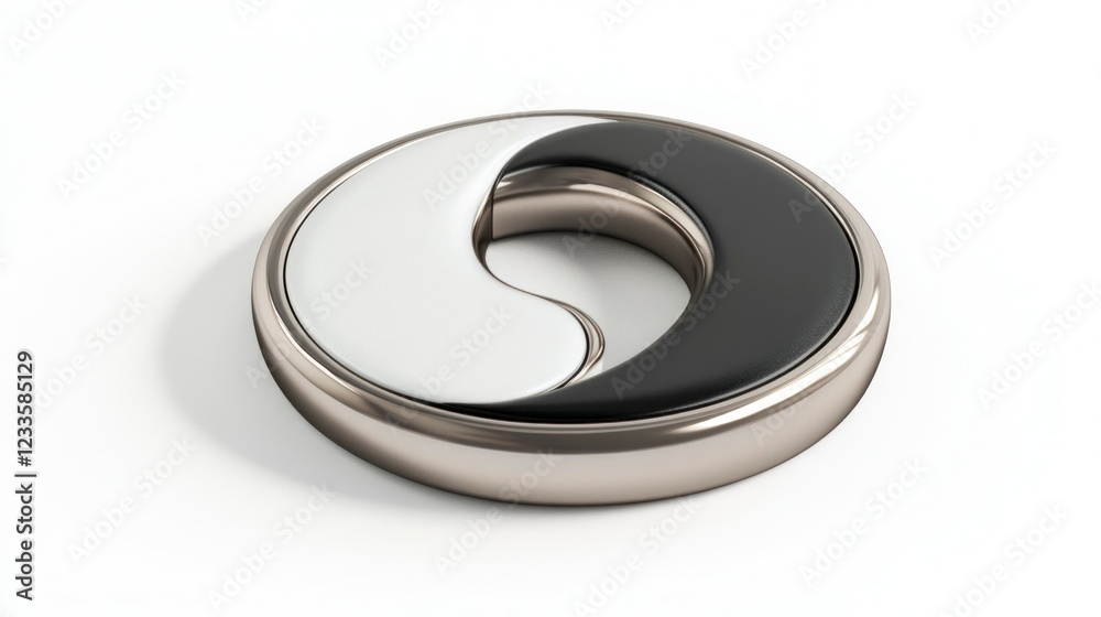Yin and yang metallic symbol isolated on white background 3d design conceptual art Yin and yang metallic symbol isolated on white background 3d design conceptual art
