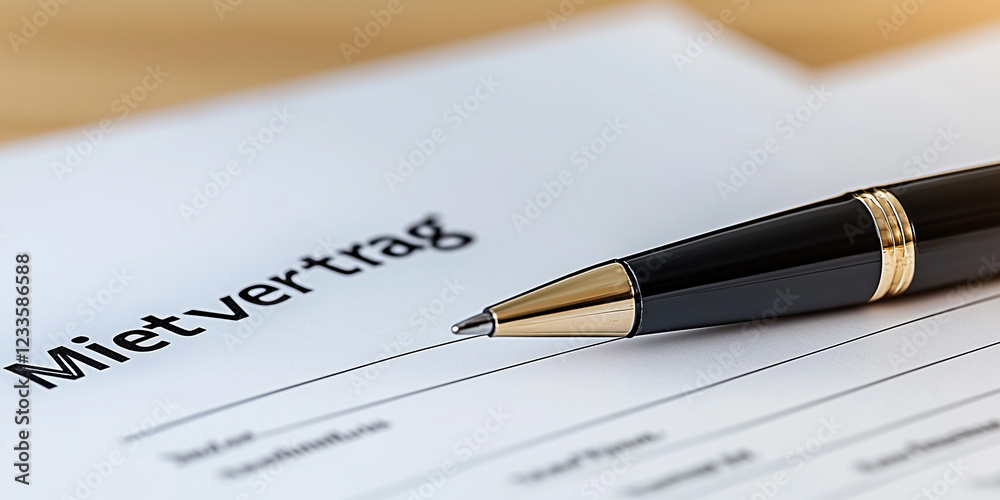 Miet - Vertrag der zur Unterdschrift ist. Kugelschreiber liegt auf dem Tisch. Vertrag - Mietvertrag - Unterschrift - Mietkosten - Wohnung Miet - Vertrag der zur Unterdschrift ist. Kugelschreiber liegt auf dem Tisch. Vertrag - Mietvertrag - Unterschrift - Mietkosten - Wohnung