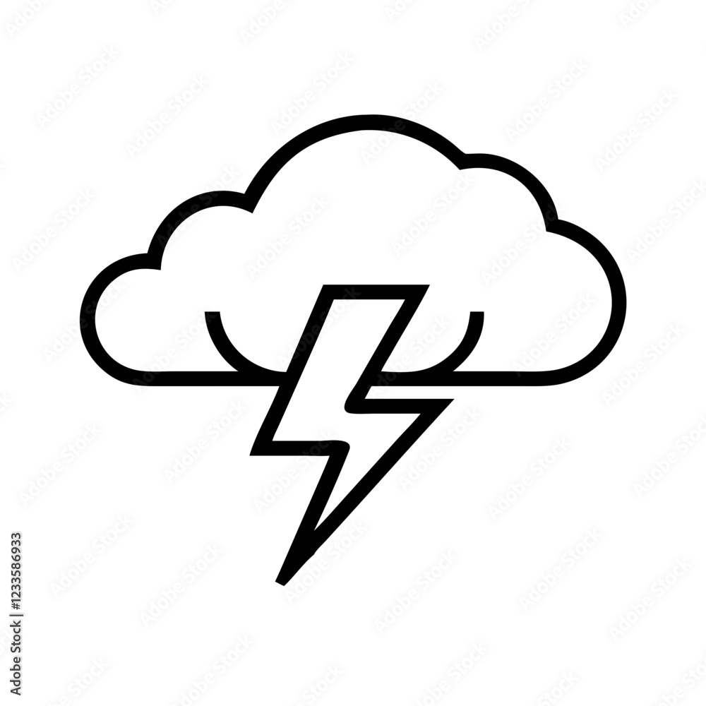 Lightning Bolt and Cloud Vector Icon – Storm and Energy Symbol Lightning Bolt and Cloud Vector Icon – Storm and Energy Symbol