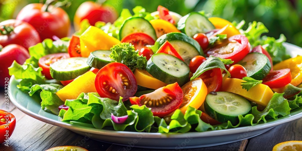 Fresh, vibrant summer salad; a close-up of delicious, wholesome goodness. Fresh, vibrant summer salad; a close-up of delicious, wholesome goodness.