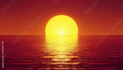 Stunning Sun and Sea Sunset Background on January th, at A Blend of Pastel Hues over Endless Ocean Horizon, Perfect for Digital Art, Home Decor, or Inspiring Design Ideas. photo