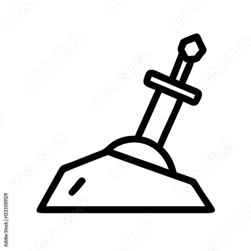 Sword in Stone Vector Icon – Legendary Mythical Symbol