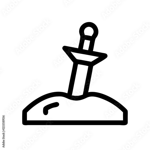 Sword in Stone Vector Icon – Legendary Mythical Symbol