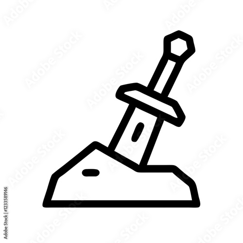 Sword in Stone Vector Icon – Legendary Mythical Symbol