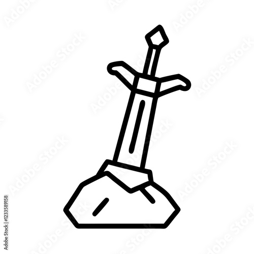 Sword in Stone Vector Icon – Legendary Mythical Symbol
