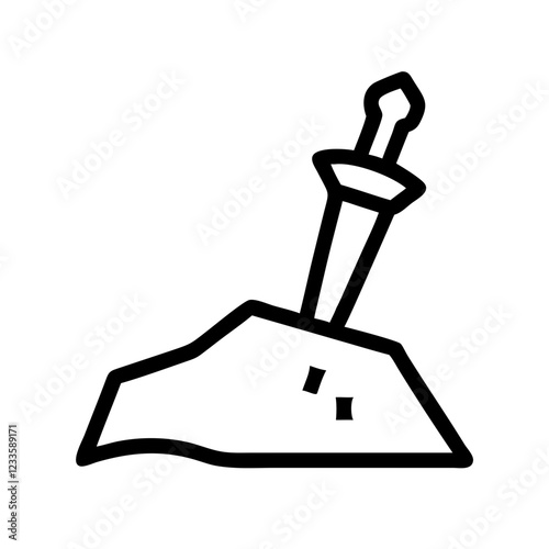 Sword in Stone Vector Icon – Legendary Mythical Symbol