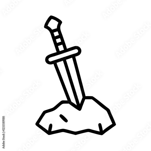 Sword in Stone Vector Icon – Legendary Mythical Symbol