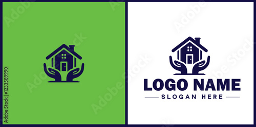 Property Management icon Estate management Real estate management Property administration flat logo sign symbol editable vector